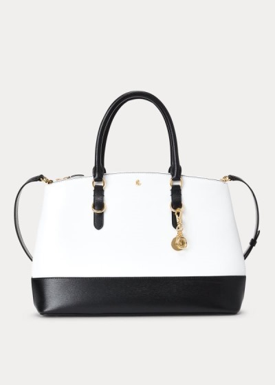 Satchel Ralph Lauren Mujer Blancos / Negros - Saffiano Large Leather - BUIKC6297